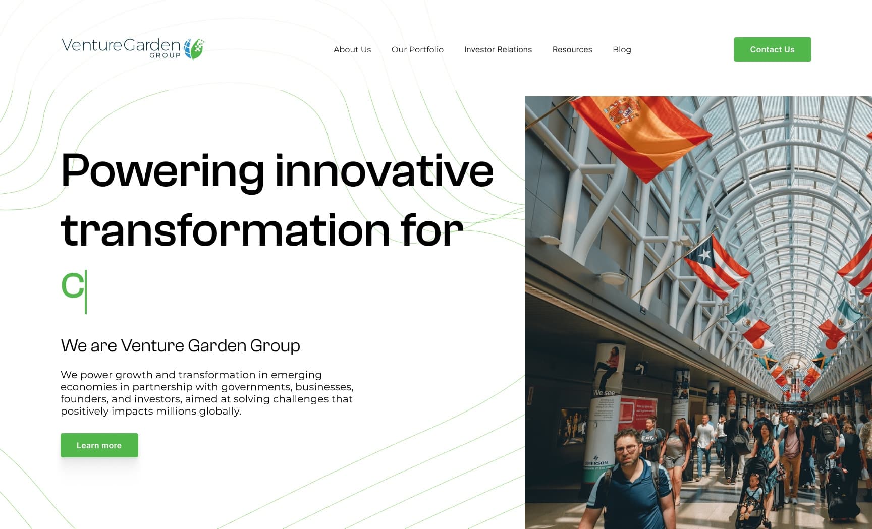 Venture Garden Group homepage hero