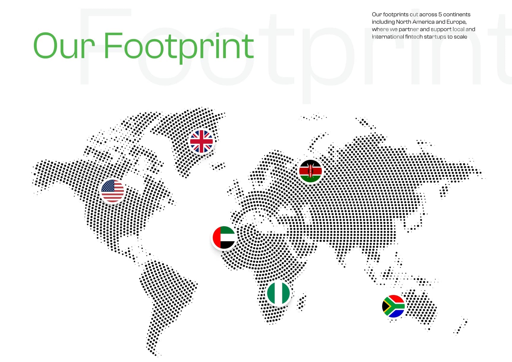 Footprint map showing offices across five continents